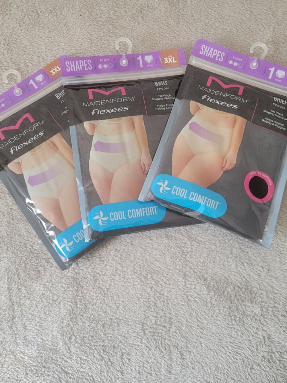 Maidenform Flexees Shapewear Briefs 3PK Size 3XL Firm Control Black Cool SWE122E